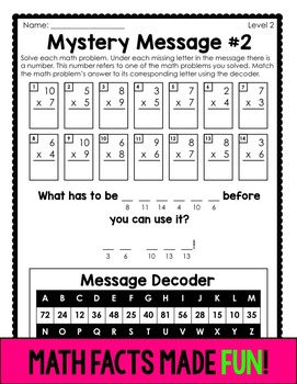 hidden message math worksheet
